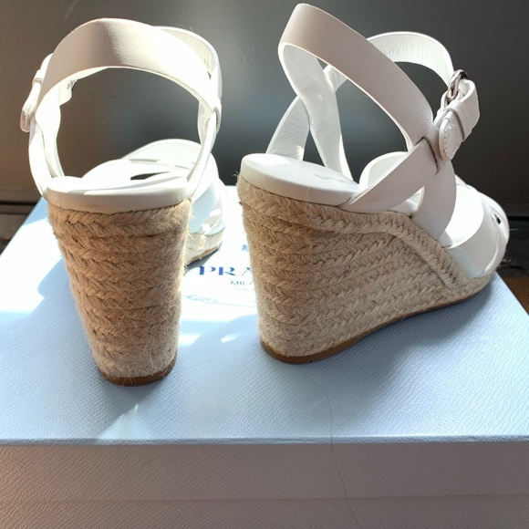 PRADA Woven Leather Platform Espadrilles - Picture 5 of 7